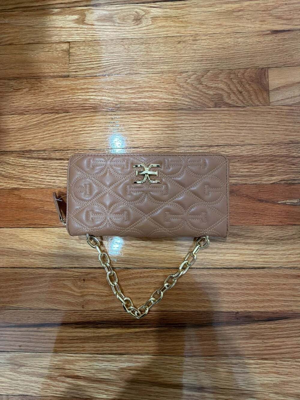Sam Edelman Quilted Logo Zip Around Wallet with Chain Strap - Picture 2 of 4